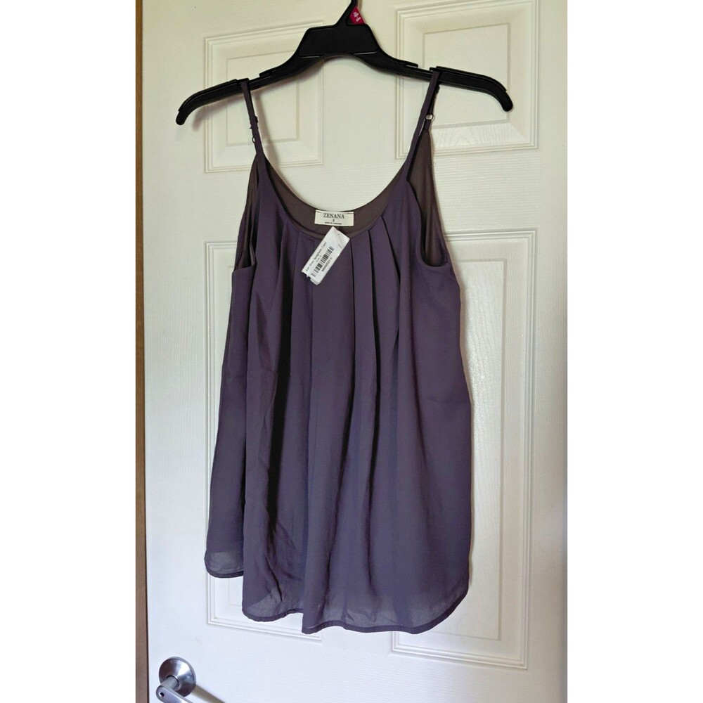 Zenana Women's Solid Gray Camisole Cami Spaghetti Adjustable Straps Size S